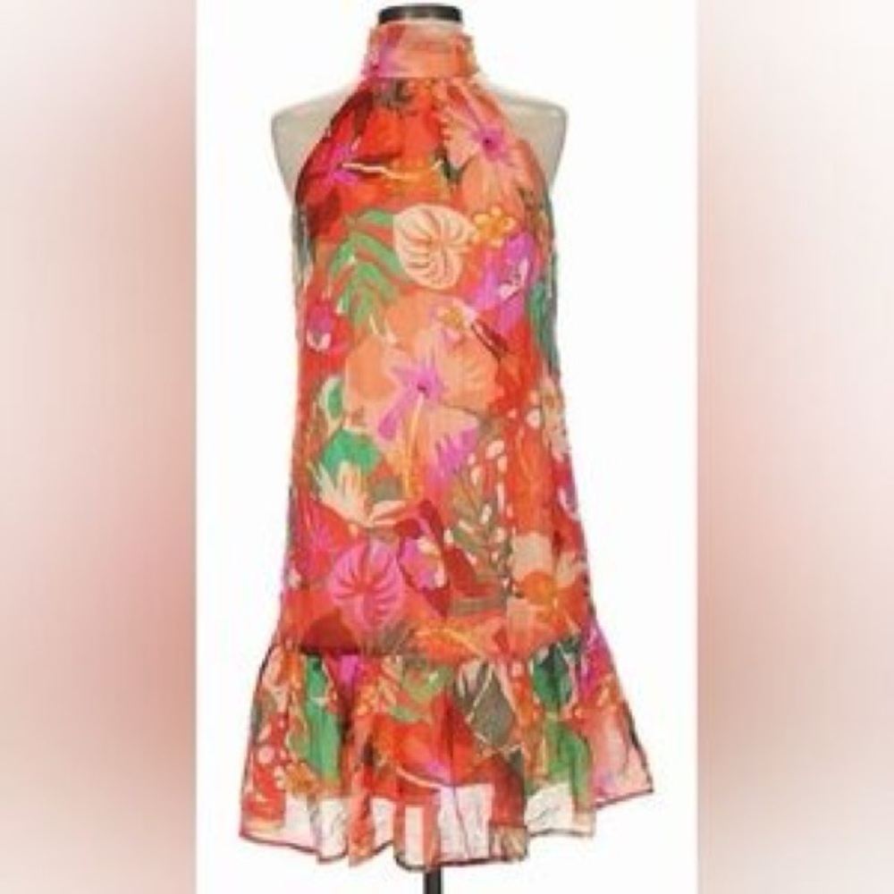 1. State Orange Pink Strapless Ruffled Sundress NWOT